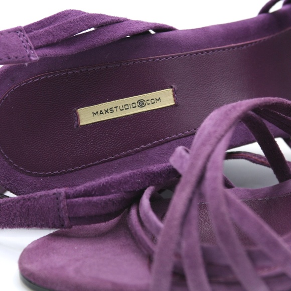 MAX STUDIO Purple Suede Wedge Sandals Vintage - Picture 8 of 10